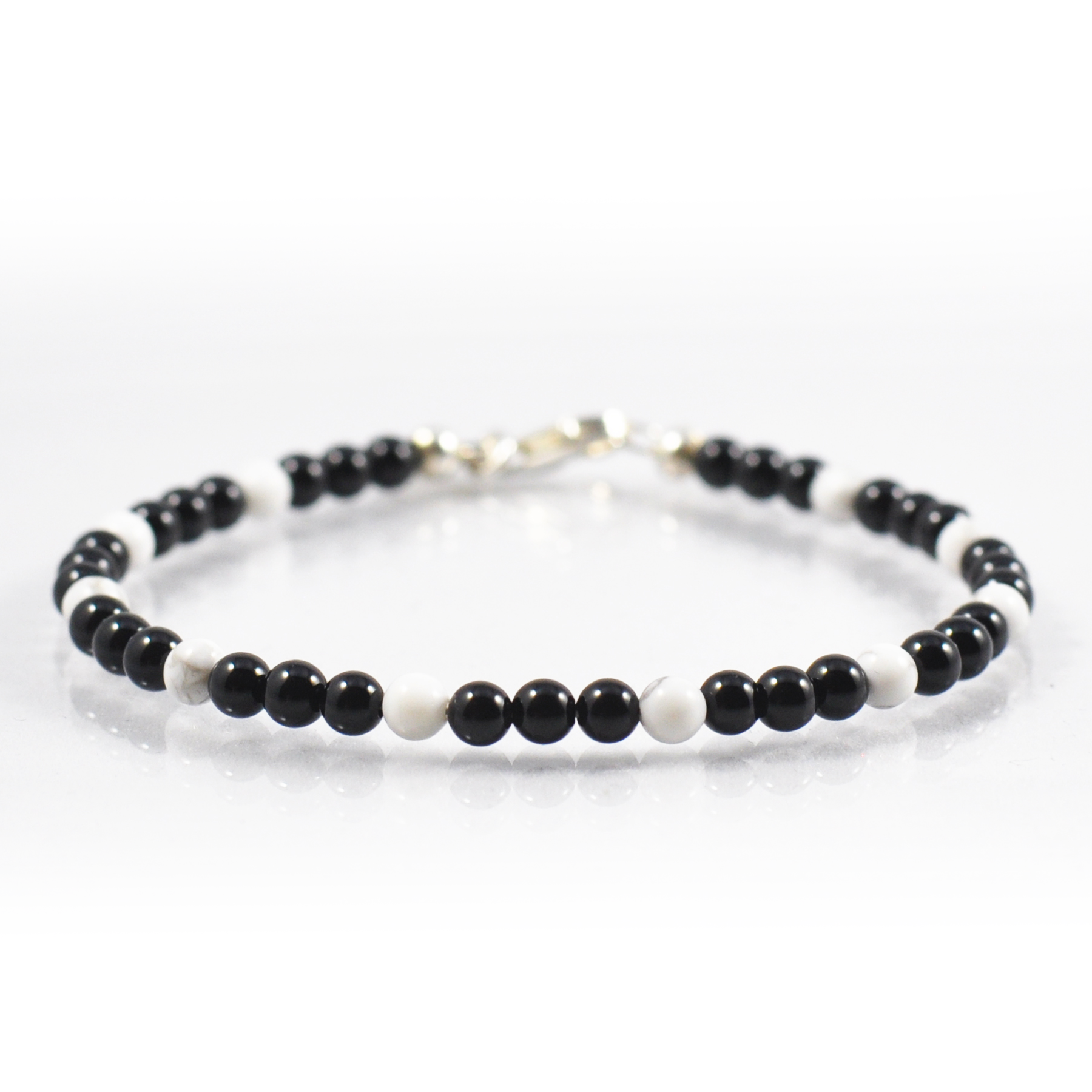 Black Onyx | Howlite Bracelet | Silver Lobster Clasp