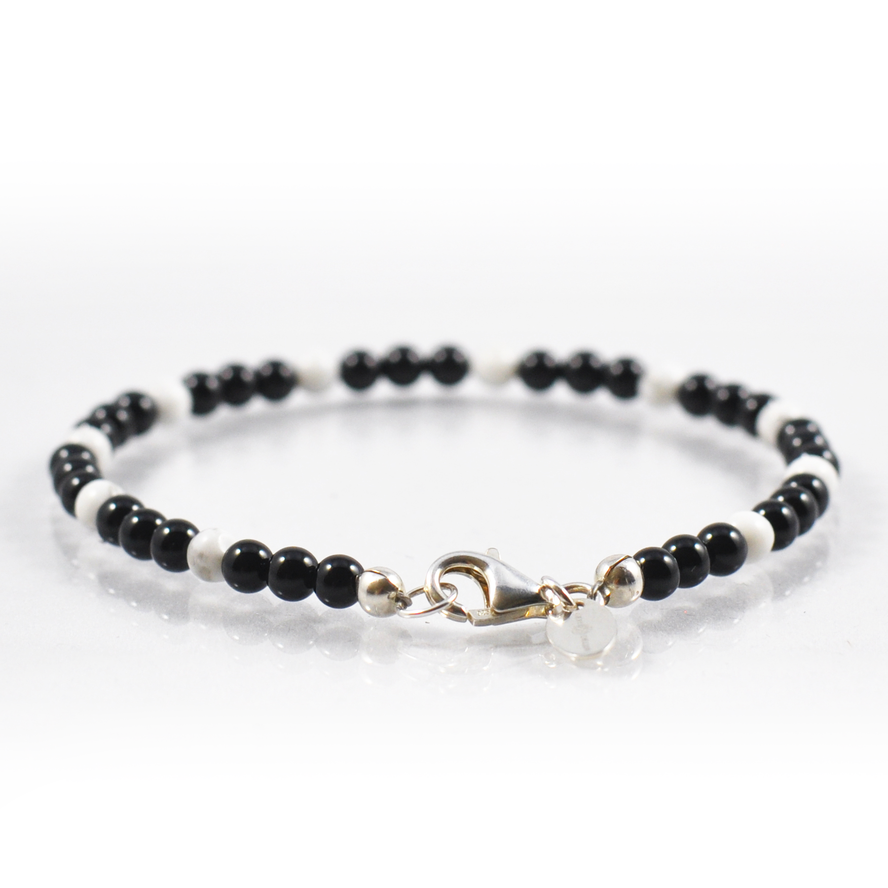 Black Onyx | Howlite Bracelet | Silver Lobster Clasp