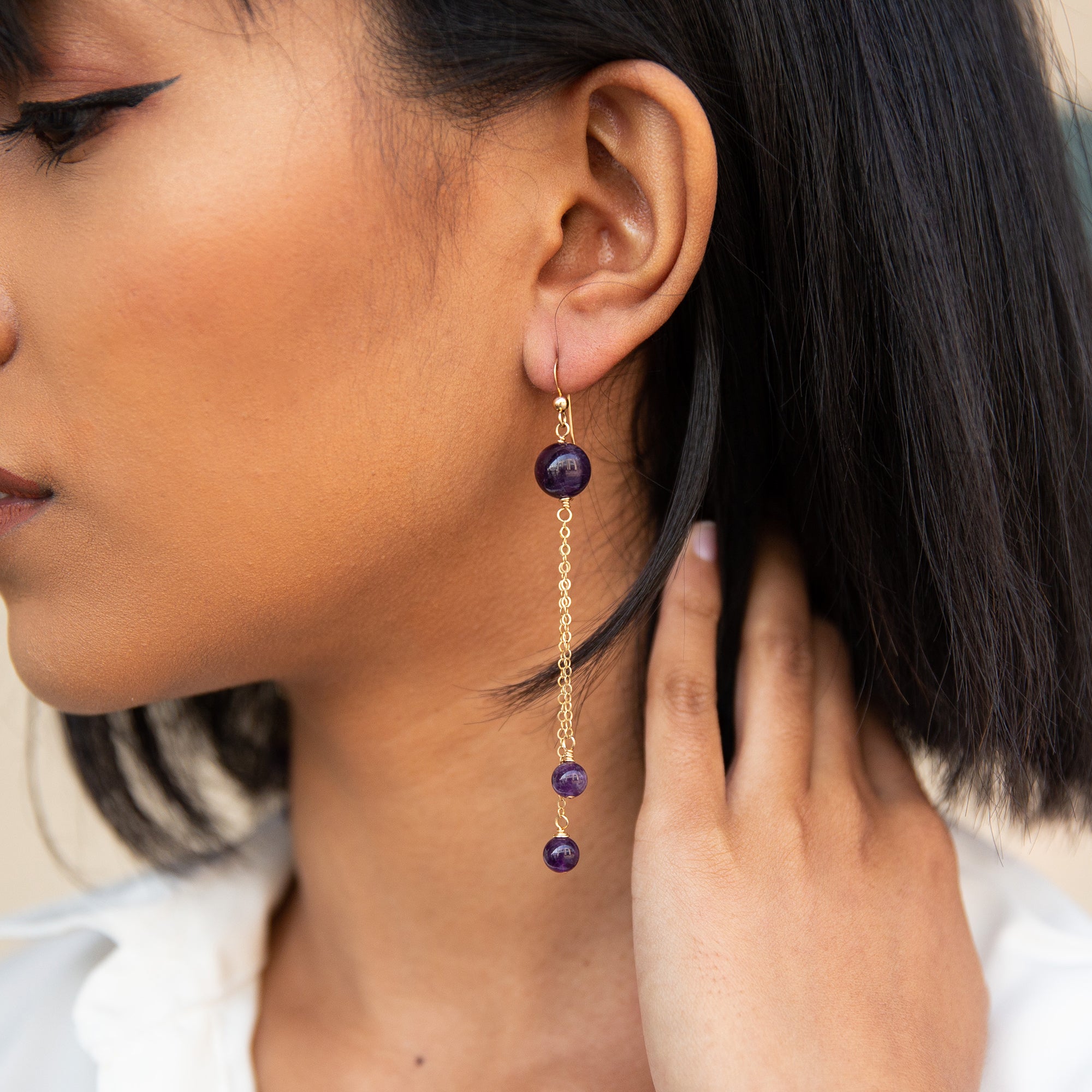 Clarus Drop Earrings | Amethyst stone | Stone Jewelry